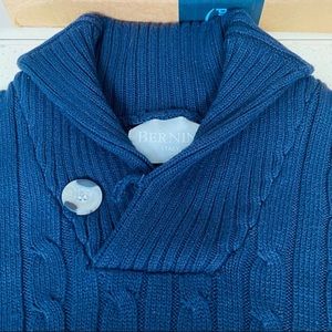 Vintage Giani Bernini navy shawl collar cable knit pullover sweater (size M)